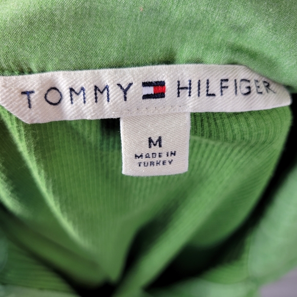 Vintage Tommy Hilfiger Green Ribbed Long Sleeve Collared Top Size Medium - Picture 7 of 7